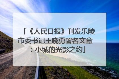 《人民日报》刊发乐陵市委书记王晓勇署名文章：小城的光影之约