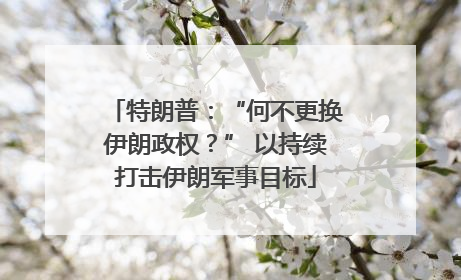 特朗普：“何不更换伊朗政权？” 以持续打击伊朗军事目标