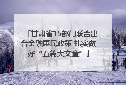 甘肃省15部门联合出台金融惠民政策 扎实做好“五篇大文章”