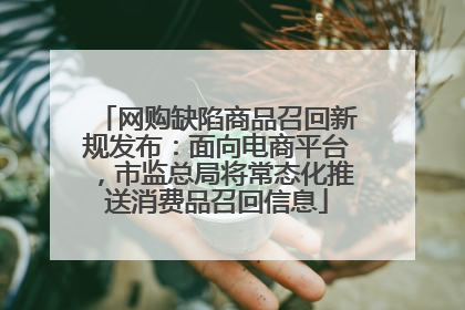网购缺陷商品召回新规发布：面向电商平台，市监总局将常态化推送消费品召回信息