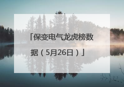 保变电气龙虎榜数据（5月26日）