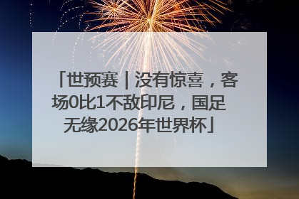 世预赛｜没有惊喜，客场0比1不敌印尼，国足无缘2026年世界杯