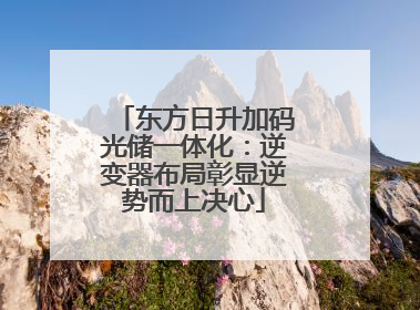 东方日升加码光储一体化：逆变器布局彰显逆势而上决心