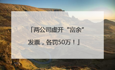 两公司虚开“富余”发票，各罚50万！