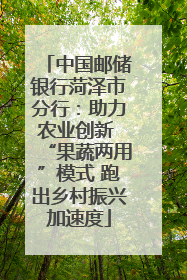 中国邮储银行菏泽市分行：助力农业创新 “果蔬两用”模式 跑出乡村振兴加速度