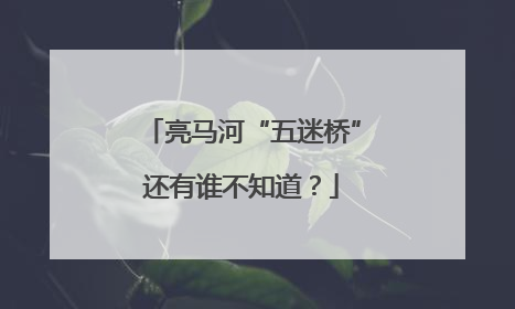 亮马河“五迷桥”还有谁不知道？