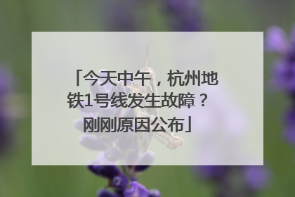今天中午，杭州地铁1号线发生故障？刚刚原因公布