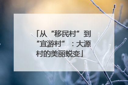 从“移民村”到“宜游村”：大源村的美丽蜕变
