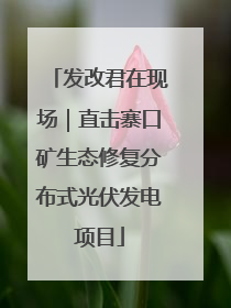 发改君在现场｜直击寨口矿生态修复分布式光伏发电项目