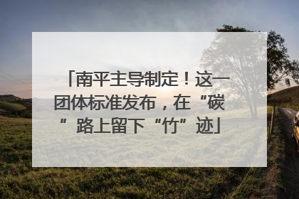 南平主导制定！这一团体标准发布，在“碳”路上留下“竹”迹
