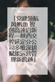 党建领航风帆劲 智创高速启新程—陕西交控延定分公司多维深耕赋能运营管理新跨越