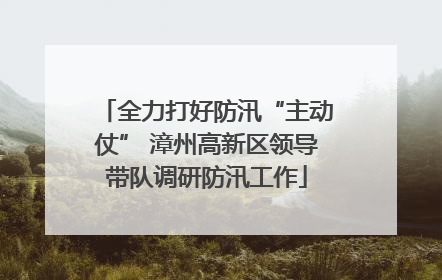 全力打好防汛“主动仗” 漳州高新区领导带队调研防汛工作