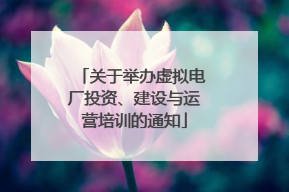 关于举办虚拟电厂投资、建设与运营培训的通知