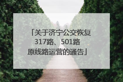 关于济宁公交恢复317路、501路原线路运营的通告