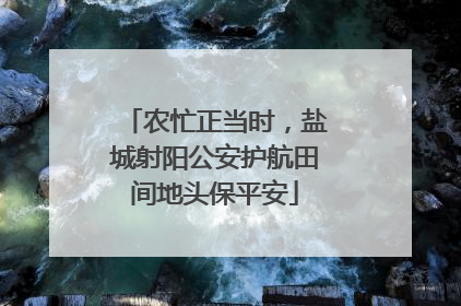 农忙正当时，盐城射阳公安护航田间地头保平安