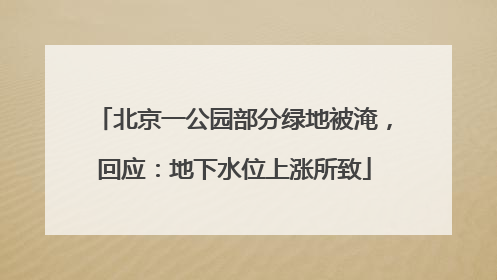 北京一公园部分绿地被淹，回应：地下水位上涨所致