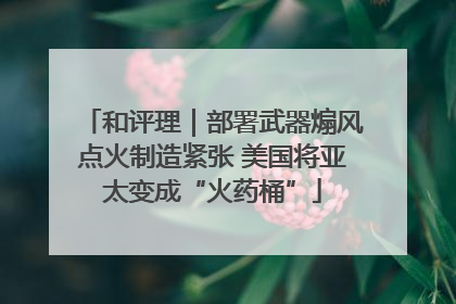 和评理｜部署武器煽风点火制造紧张 美国将亚太变成“火药桶”
