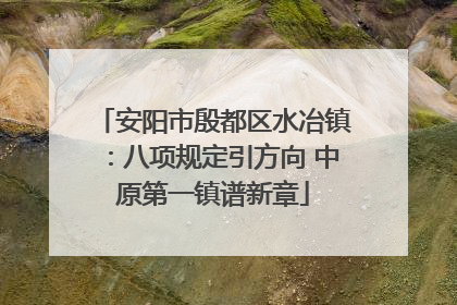 安阳市殷都区水冶镇：八项规定引方向 中原第一镇谱新章