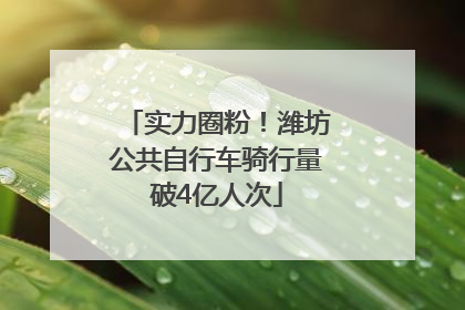 实力圈粉！潍坊公共自行车骑行量破4亿人次