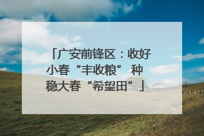 广安前锋区：收好小春“丰收粮” 种稳大春“希望田”