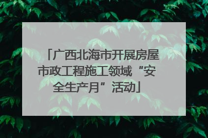 广西北海市开展房屋市政工程施工领域“安全生产月”活动