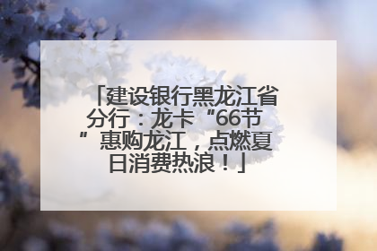 建设银行黑龙江省分行：龙卡“66节”惠购龙江，点燃夏日消费热浪！