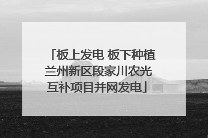 板上发电 板下种植 兰州新区段家川农光互补项目并网发电