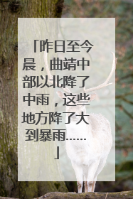 昨日至今晨，曲靖中部以北降了中雨，这些地方降了大到暴雨……