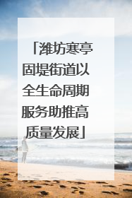 潍坊寒亭固堤街道以全生命周期服务助推高质量发展