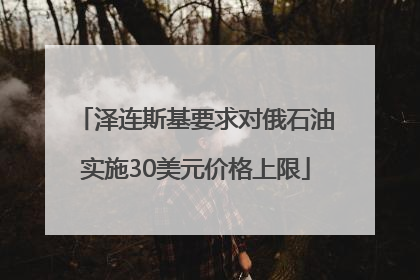 泽连斯基要求对俄石油实施30美元价格上限