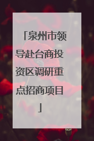 泉州市领导赴台商投资区调研重点招商项目