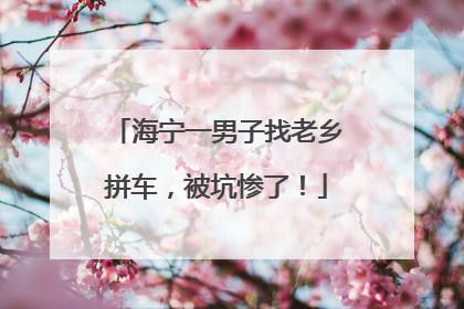 海宁一男子找老乡拼车，被坑惨了！