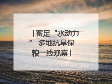 蓄足“水动力” 多地抗旱保粮一线观察