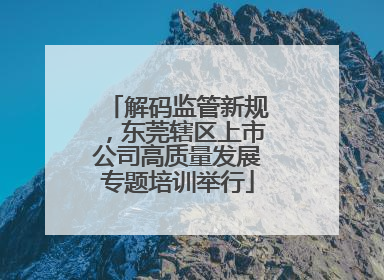 解码监管新规，东莞辖区上市公司高质量发展专题培训举行