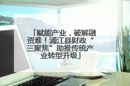 赋能产业，破解融资难！浦江县财政“三聚焦”助推传统产业转型升级