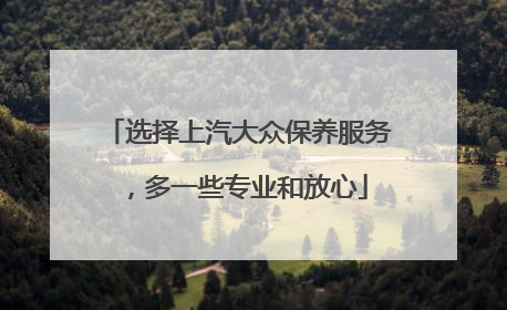 选择上汽大众保养服务，多一些专业和放心