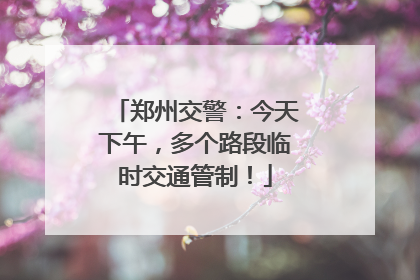 郑州交警：今天下午，多个路段临时交通管制！