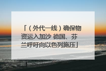 （外代一线）确保物资运入加沙 德国、芬兰呼吁向以色列施压