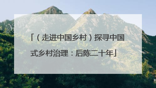 （走进中国乡村）探寻中国式乡村治理：后陈二十年
