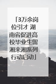 3万余岗位引才 湖南省促进高校毕业生留湘来湘系列行动启动