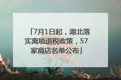 7月1日起，湖北落实离境退税政策，57家商店名单公布