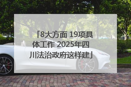 8大方面 19项具体工作 2025年四川法治政府这样建